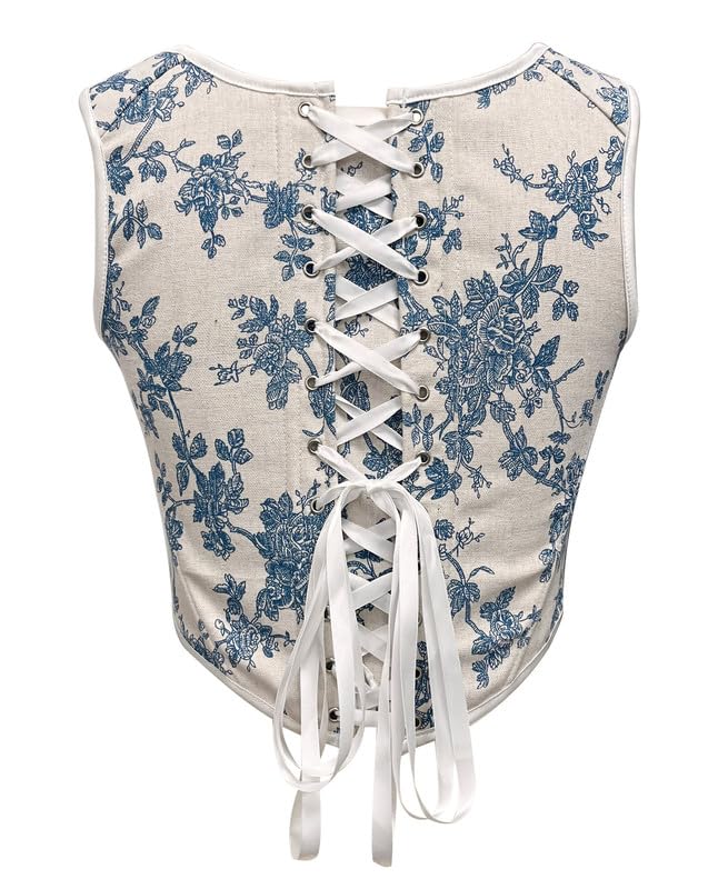 Image of Dreay Womens Vintage Asymmetrical Hem Overbust Corset Tie Front Lace-up Back Bustier Shapewear Top