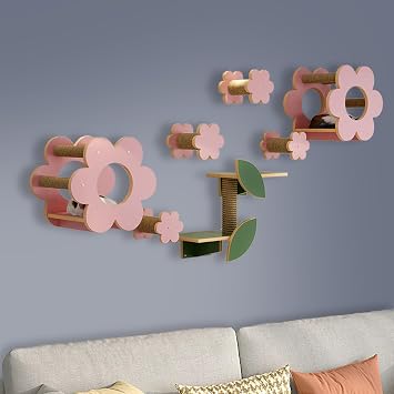 Cat House, Flower-Shaped Wall-Mounted Cat Climbing Frame, Cat Wall Shelves, for Sleeping, Playing, Climbings9-2pcs