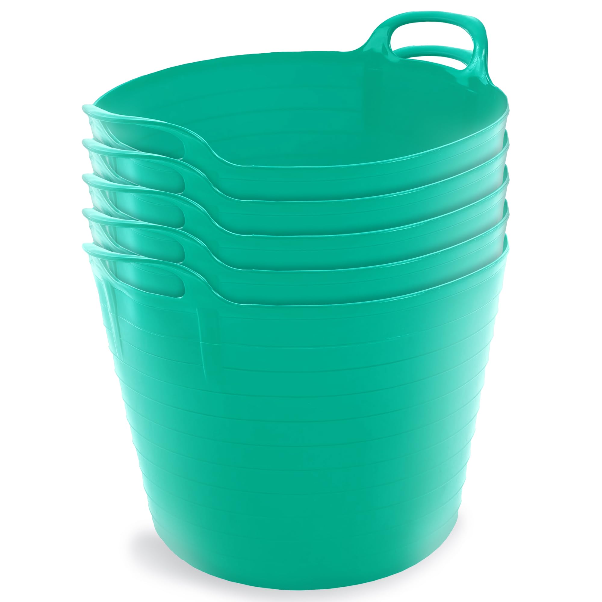 Neat Plastics 42L Flexi Tubs 5 Pack - Versatile Large Garden Tubs with Handle, Durable Flexible Bucket for Home & Garden (Duck Egg Blue) โ image 1