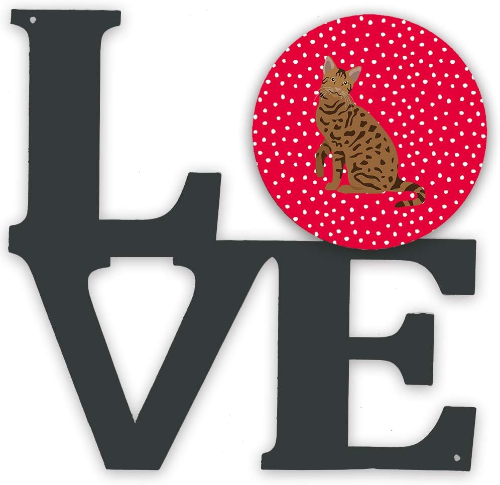 Caroline's Treasures CK5774WALV Ocicat #2 Cat Love Metal Wall Artwork LOVE Indoor Outdoor Art Decor Patio, Bathroom, Kitchen Colorful Aluminum and Black Steel Sculpture