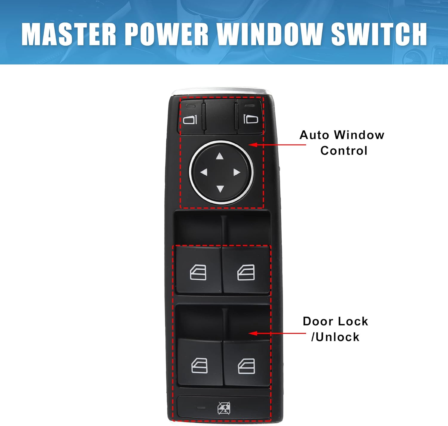 X AUTOHAUX 1 Set A2049055302 Power Window Switch Driver Side for Mercedes-Benz W204 C250 C300 C350 C63 2007-2014 for E200 E250 E300 E350 for GLK280 GLK350