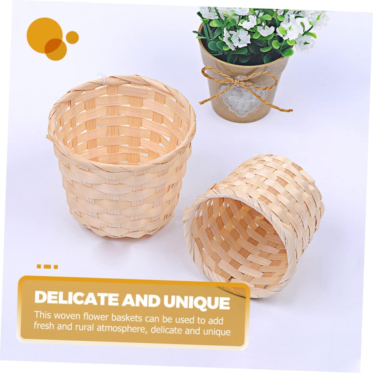 Amosfun 12pcs Small Woven Baskets for Desktop Organization Portable Storage Bins for Flowers and Sundries Lightweight Decorative Rattan Baskets for Home Decor image 2