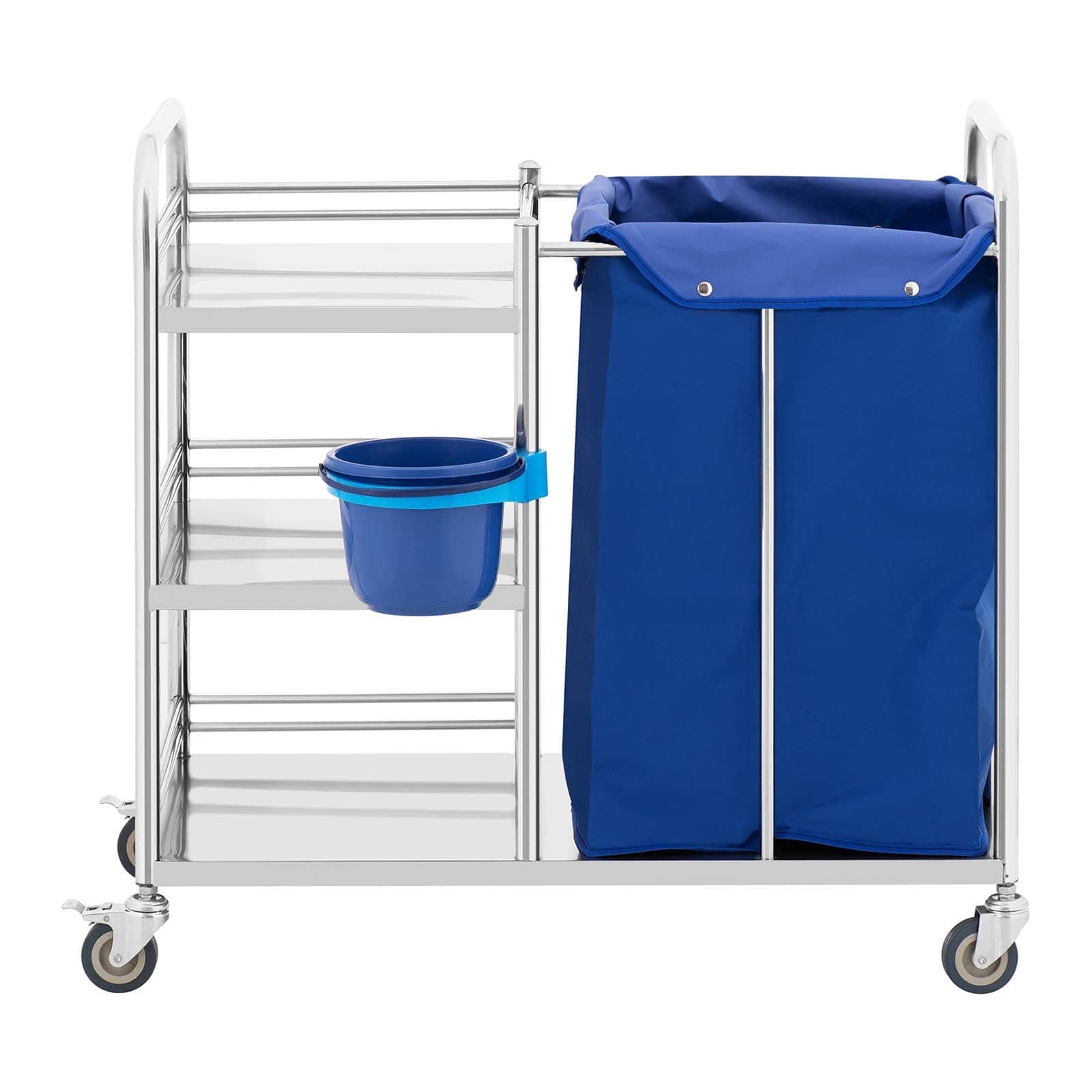 Steinberg Systems SBS-LF-139 - Carrello per la biancheria, 3 ripiani, 50 kg, in acciaio inox, con ruote, in metallo con ruote