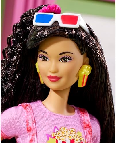 Vista 9 de Barbie Muñeca Rewind y accesorios con cabello rubio rizado y traje de reina de graduación inspirado en los años 80, coleccionable y exhibible