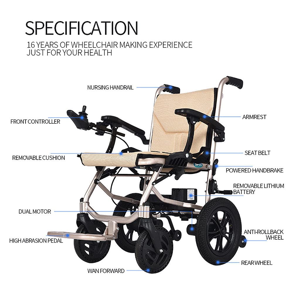 Silla De Ruedas EléCtrica,Plegable,Liviana,Segura Y CóModa Silla De Ruedas Para Personas Mayores Y Discapacitadas, Alcance De Crucero: 20 KilóMetros,Con BateríAs Dobles ExtraíBles,Carga: 200 Kg