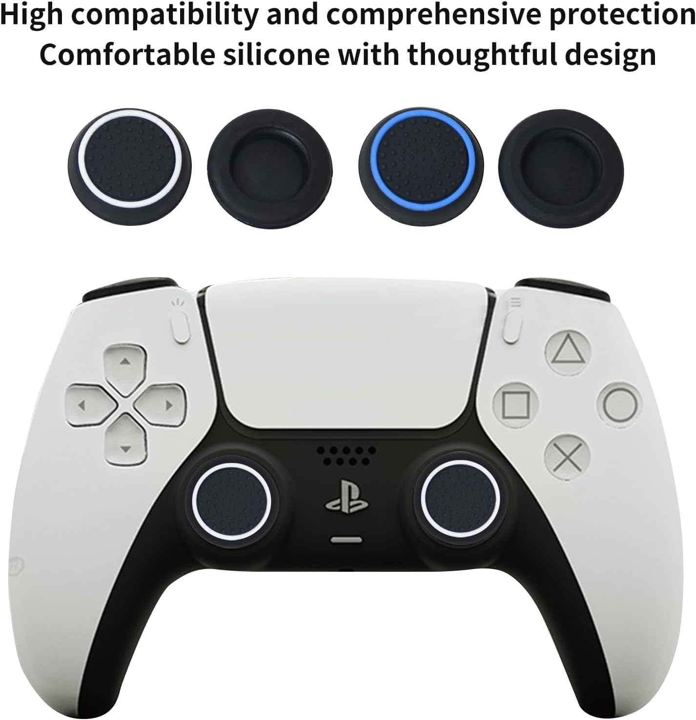 4pcs Silicone Thumb Cap for PS5 & PS4, Non-slip Silicone Controller Thumb Grips Cover Attachments, Controller Thumb Grips, Joystick Protection Accessories Compatible with Xbox etc