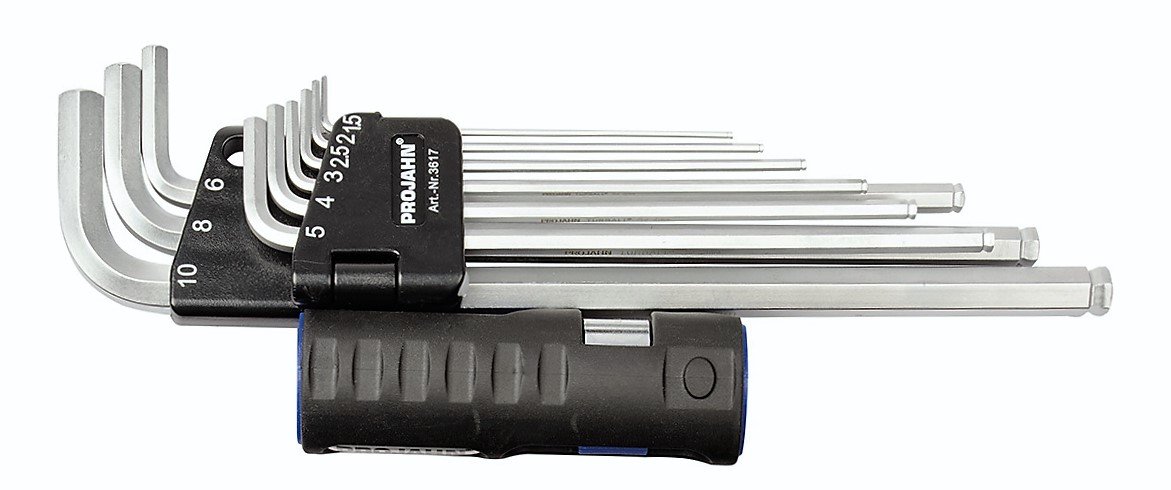 Winkelstiftschlüssel Satz Innen-6Kant lange Ausführung mit Multigriff und Spezial- Kugelkopf 1,5-10 mm 9-teilig VE: 1