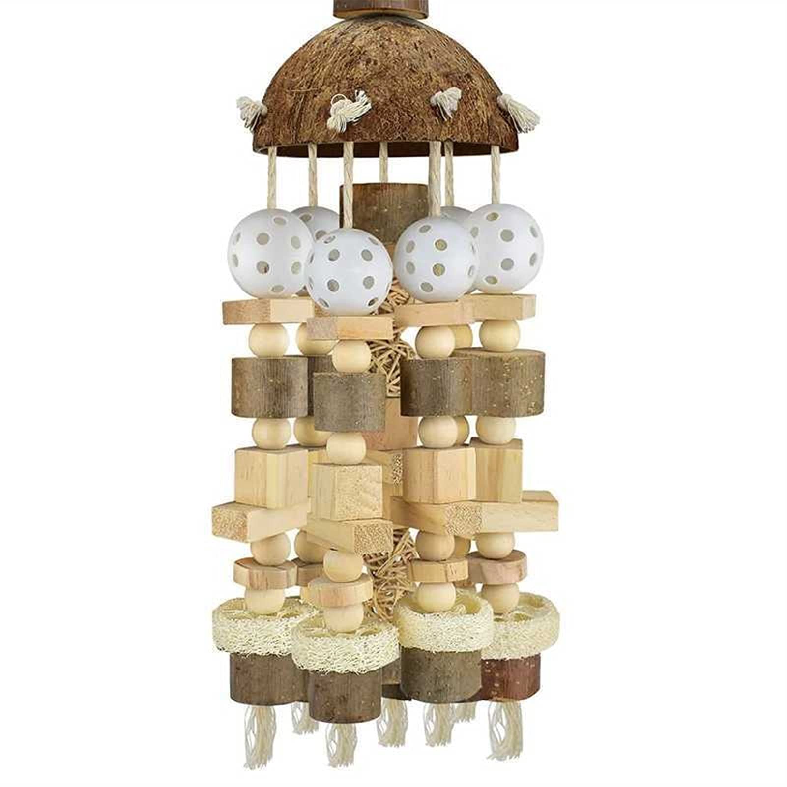Juguete para pájaros, juguete práctico para pájaros, juguete para loro, grandes bloques de madera natural, juguetes para morder jaulas para loros, macaws