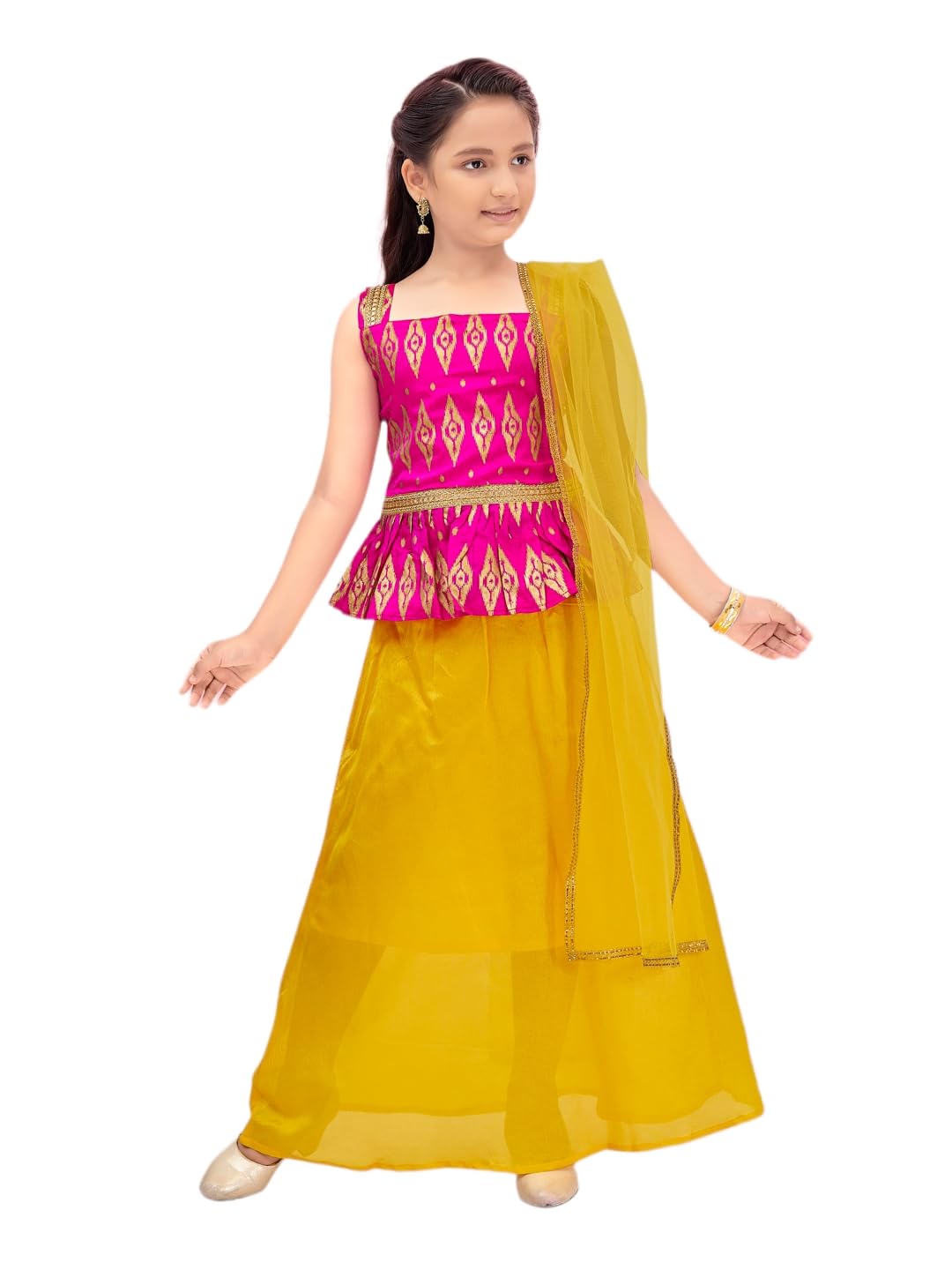 Aarika Girls Rani-Yellow Color Lehenga Choli Set (Lch-23208-Rani-Yellow-24)
