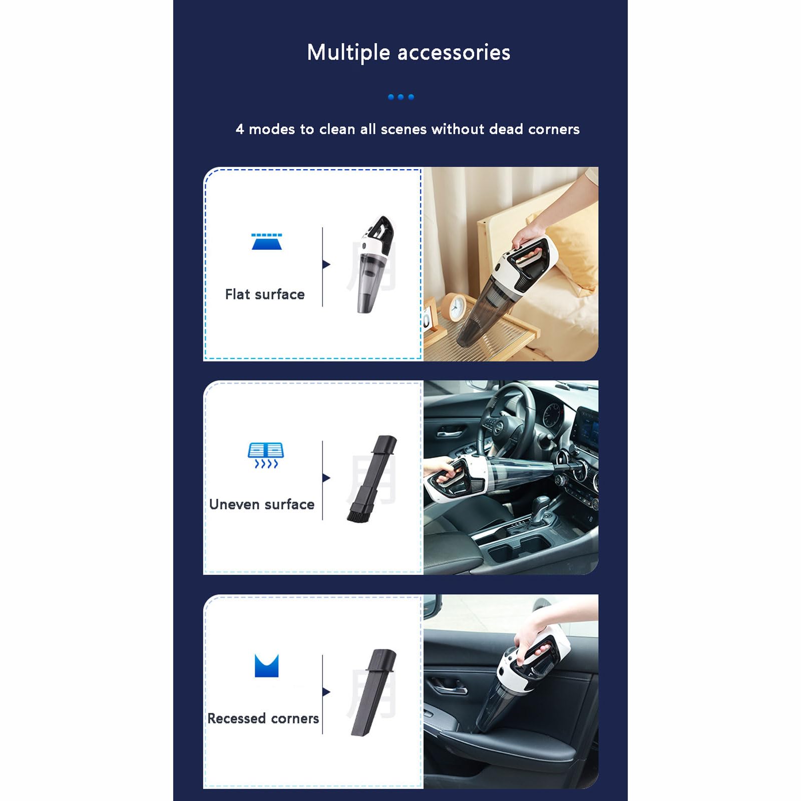 Aspiradora Coche,Aspirador De Mano para Coche Con iluminación LED,8000PA Aspiradores Potente,con 6000mAh Batería Recargable,Filtro lavable,Mini Aspiradora de Mano Para Pelo De Mascotas,Coche,Hogar