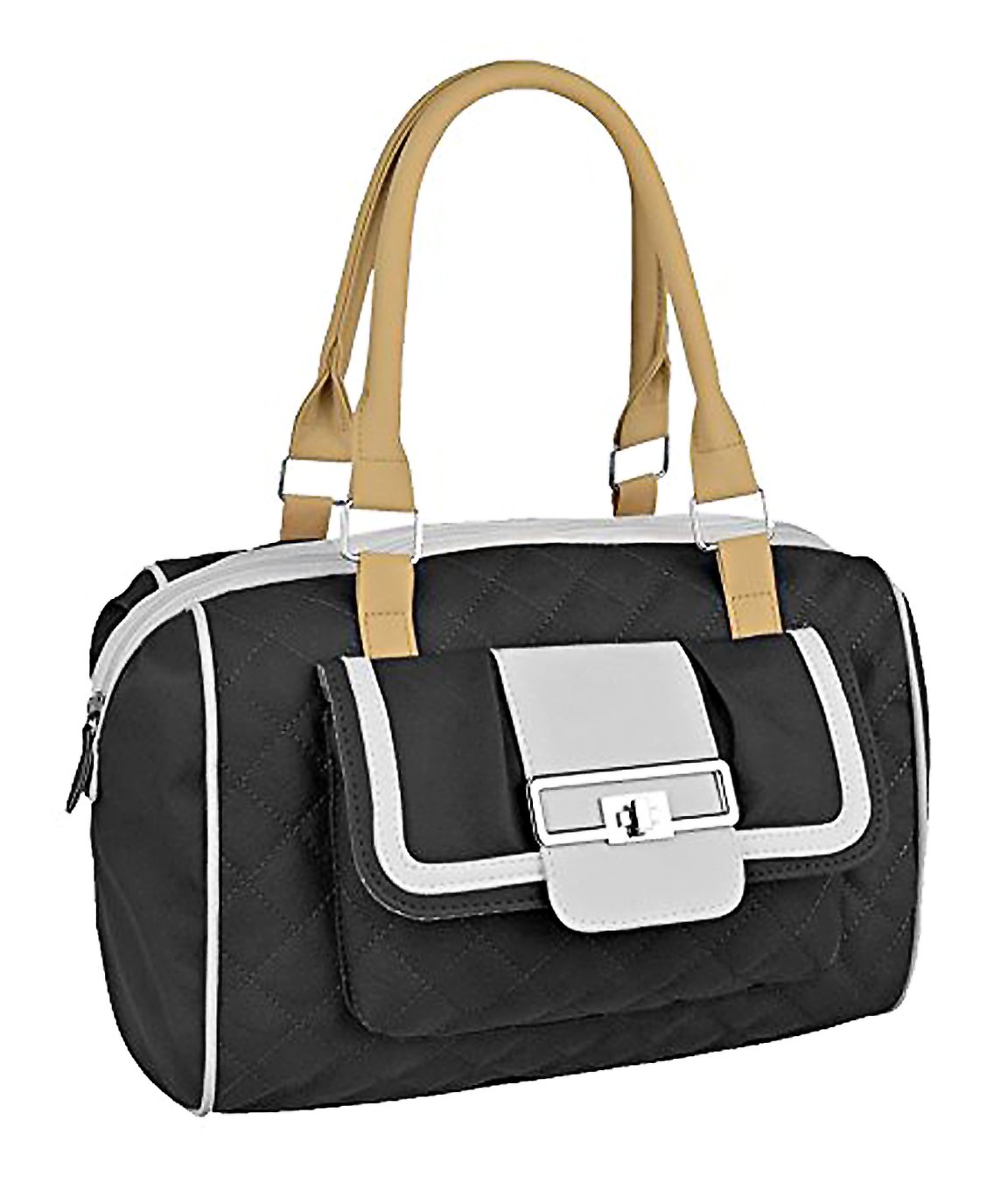 EyeCatch - Womens Smart Faux Leather Quilted Handbag Ladies Designer Bag Black