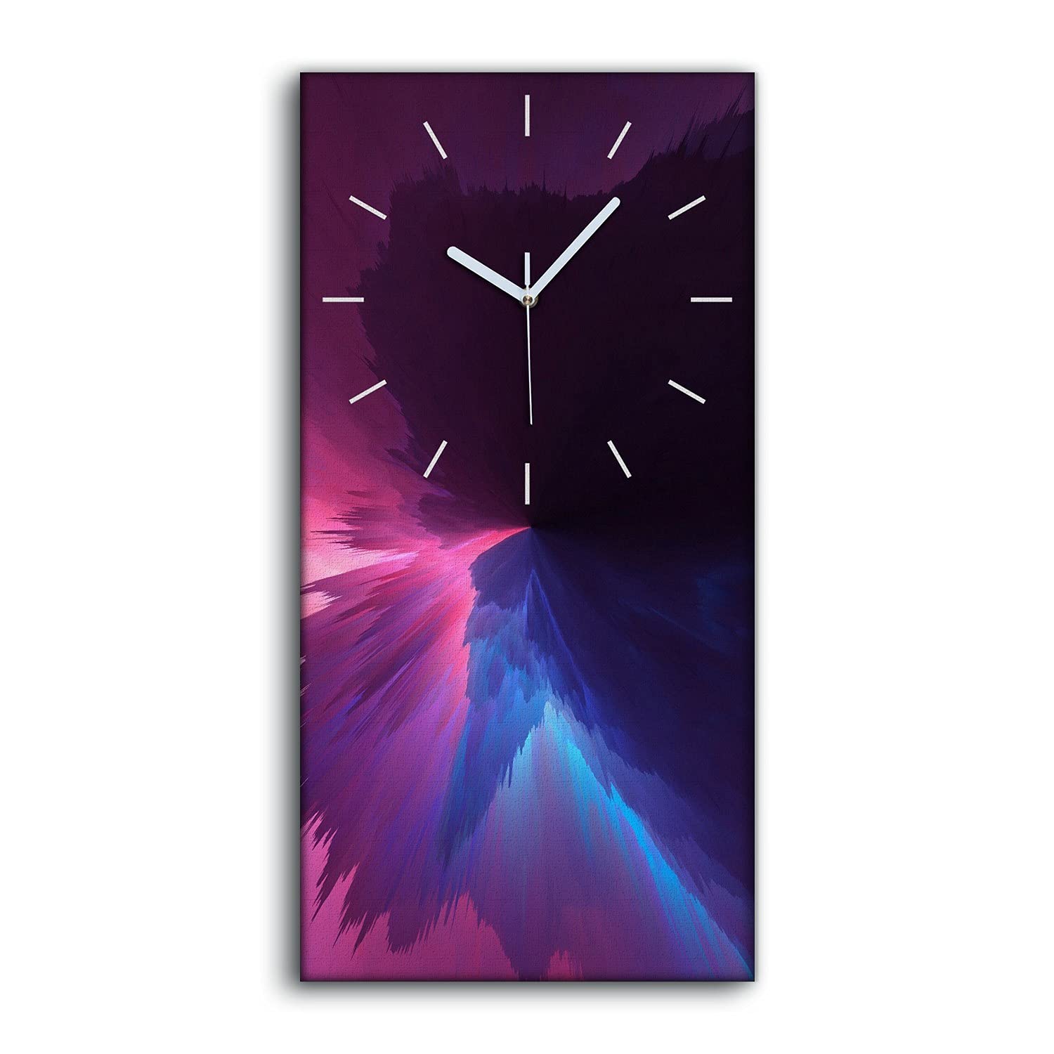 Horloge sur Toile Abstraite Aquarelle Violette 30x60cm pour Salon Design