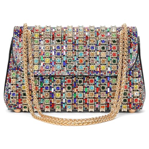 Image of RNIEGA Sparkling Rhinestone Evening Clutch Handbag Purse Ladies Crossbody Shoulder Bag with Metal Chain for Wedding Party