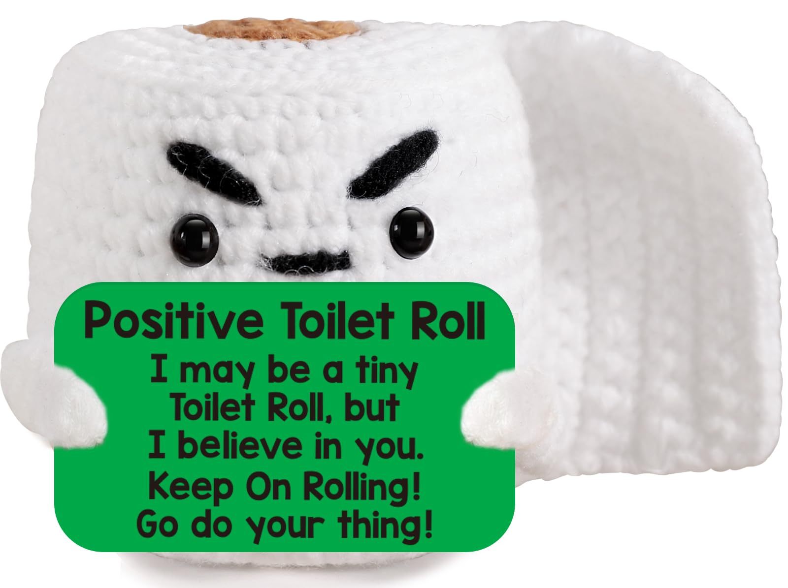 Funny Positive Crochet Toilet Roll Emotional Inspirational Support Christmas Small Gifts for Women Men Friend Coworker Birthday Gifts, Mini Handmade Knitted Toilet Roll Cute relaxing Stuff Desk Decor
