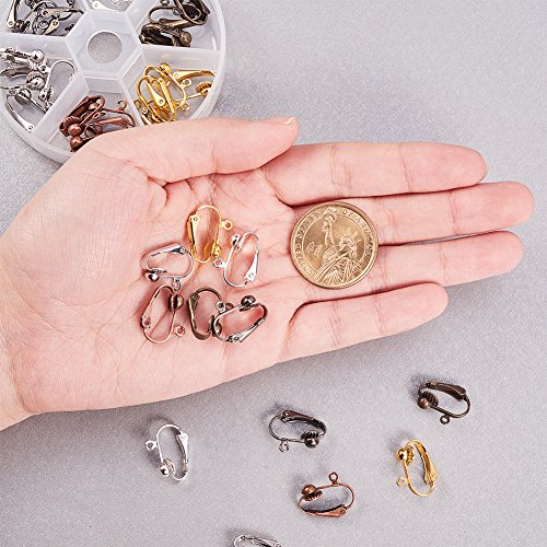 Ph Pandahall 36 Pcs Brass Clip-On Earring Converter Component 17X14X7Mm For Non-Pierced Ears 6 Colors #TOP2