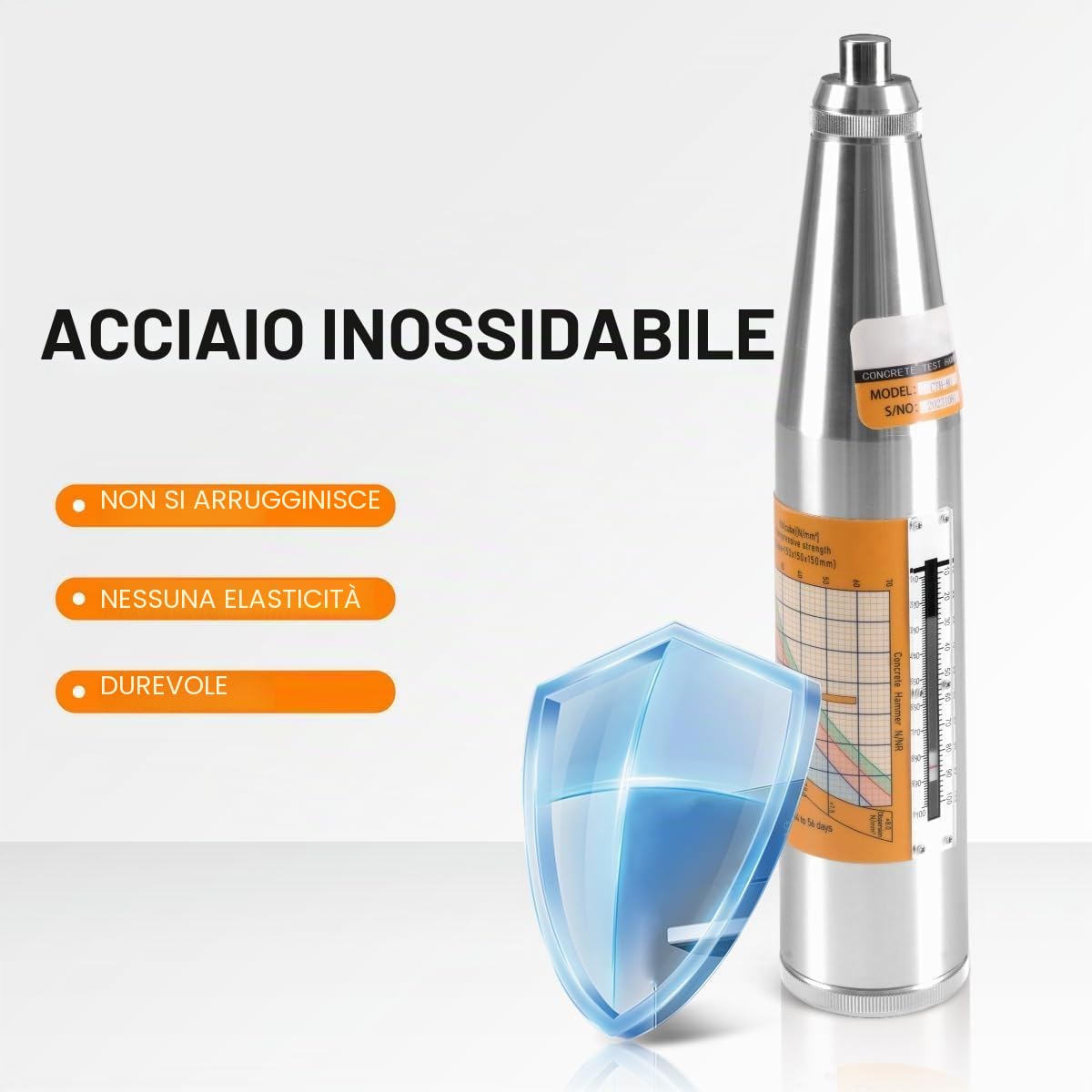 Tester concreto del martello di rimbalzo, tester concreto di forza | con gamma di prova 10-70MPa, strumento meccanico portatile del tester della prova del resiliometro