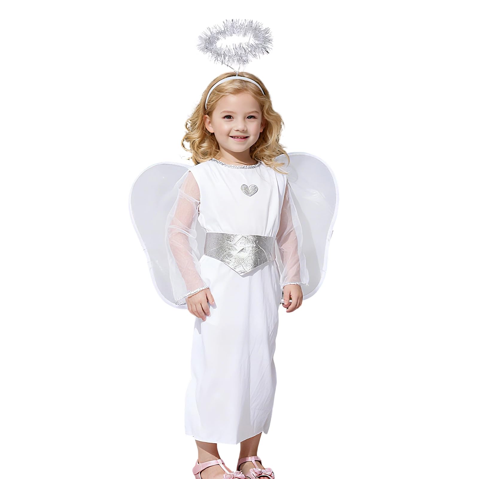 Maryparty Angel Kids Costume Angel Nativity Costume Christmas White Dress for Christmas Nativity World Book Day (M)