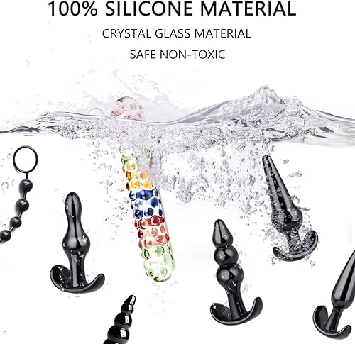 Miniatura 4 de Juguetes sexuales anales 6+1, cubierta de silicona con enchufe anal, 7 pulgadas, juguetes sexuales anales y consoladores para hombres, mujeres y