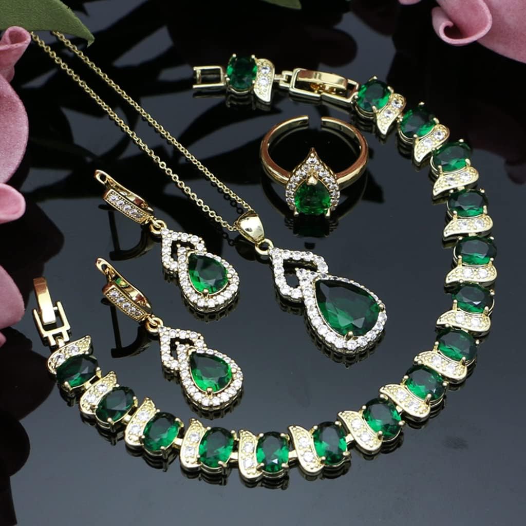 LMXXVJ Women Jewelry Set Platinum Plated Necklace Open Ring Earrings Bracelet Set,Birthday/Anniversary Mother’s Day Jewelry Gifts for Mom/Wife/Sister/Best Friend - Image 6