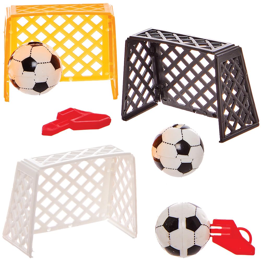 Baker Ross FN210 Set de Portería de Fútbol - Pack de 8, Juguetes de Fútbol Pequeños, Rellenos para Bolsas de Fiesta de Fútbol