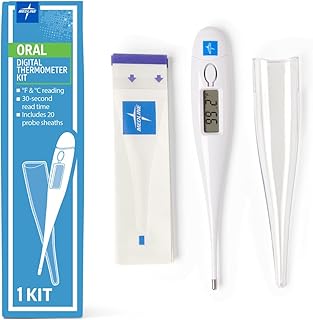 Medline 30-Second Oral Digital Stick Thermometer with Fahrenheit/Celsius - Accurate & Fast Readings - 20 Sheaths Included