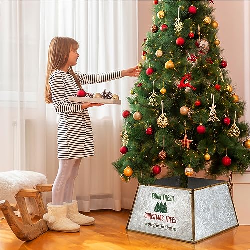 Christmas-Tree-Collar-Metal-Farmhouse-Tree-Skirt-Square-Trees-Ring-Base-Stand-Cover-for-Xmas-Christmas-Tree-Holiday-Home-Rustic-Decor-Decorations-Square Christmas Tree Collar Metal Farmhouse Tree Skirt Square Trees Ring Base Stand Cover for Xmas Christmas Tree Holiday Home Rustic Decor Decorations Square