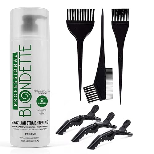 VALUE PACK - Sistema de alisado de queratina brasileña para alisar el cabello, fuerte 32 onzas líquidas, juego de aplicación (sin formaldehído)