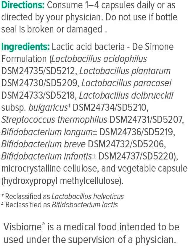 Miniatura 8 de Visbiome GI Care - Probiótico de alta potencia - 112.5 mil millones de UFC Probióticos vivos, formulación original De Simone, fabricado en Estados