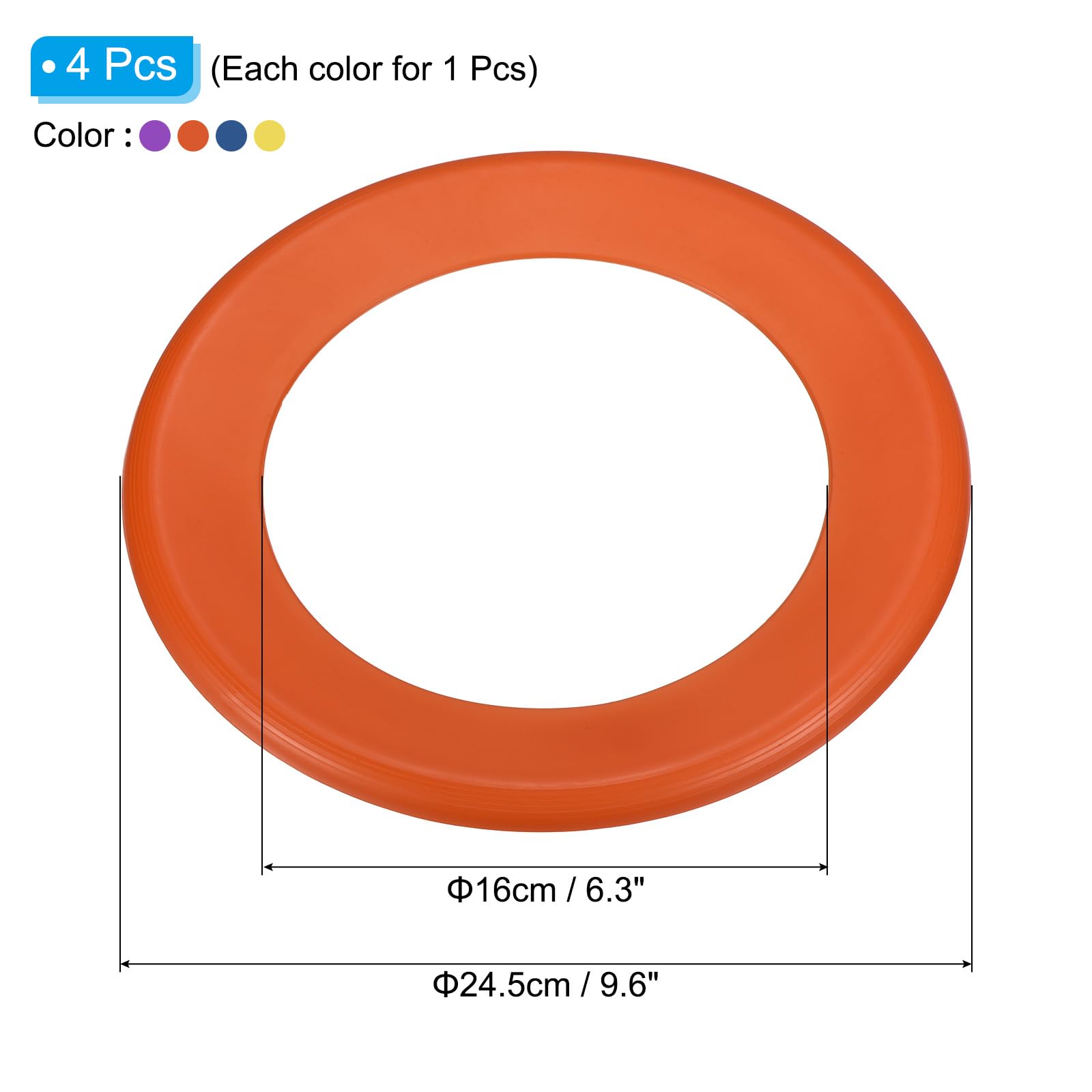 PATIKIL Flying Rings, 4Pcs PP Plastic Flying Discs for Sports Outdoor Playing Game Beach Pool Camping Activities, 4 Color