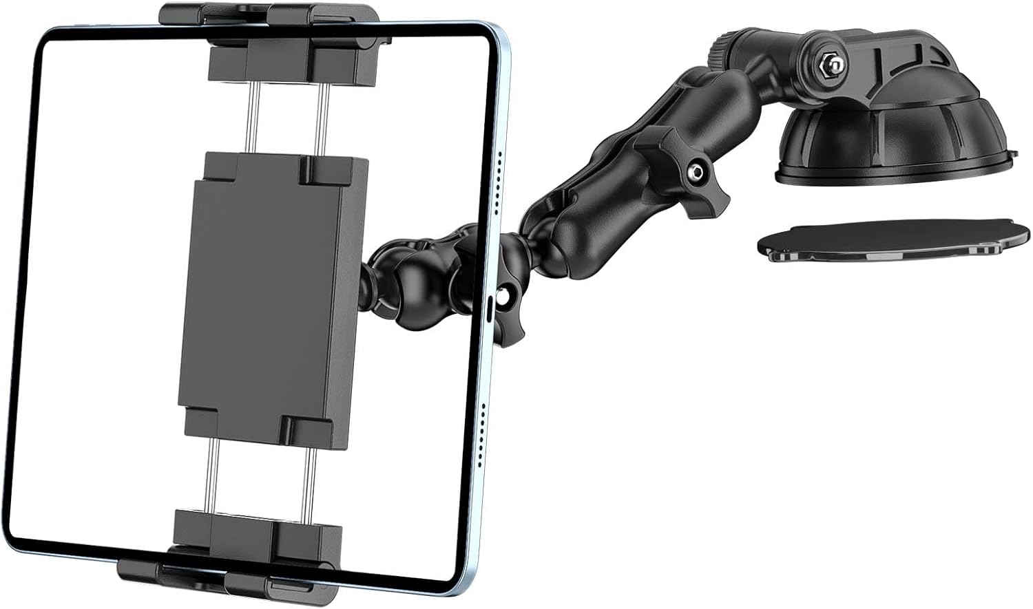PLDHPRO Tablet Car Mount for Dashboard & Windshield, Heavy Duty iPad Holder for Truck, 360° Adjustable Suction Cup Stand Fits 5.1–15.6” Tablets & Phones, Stable for GPS & Road Trips