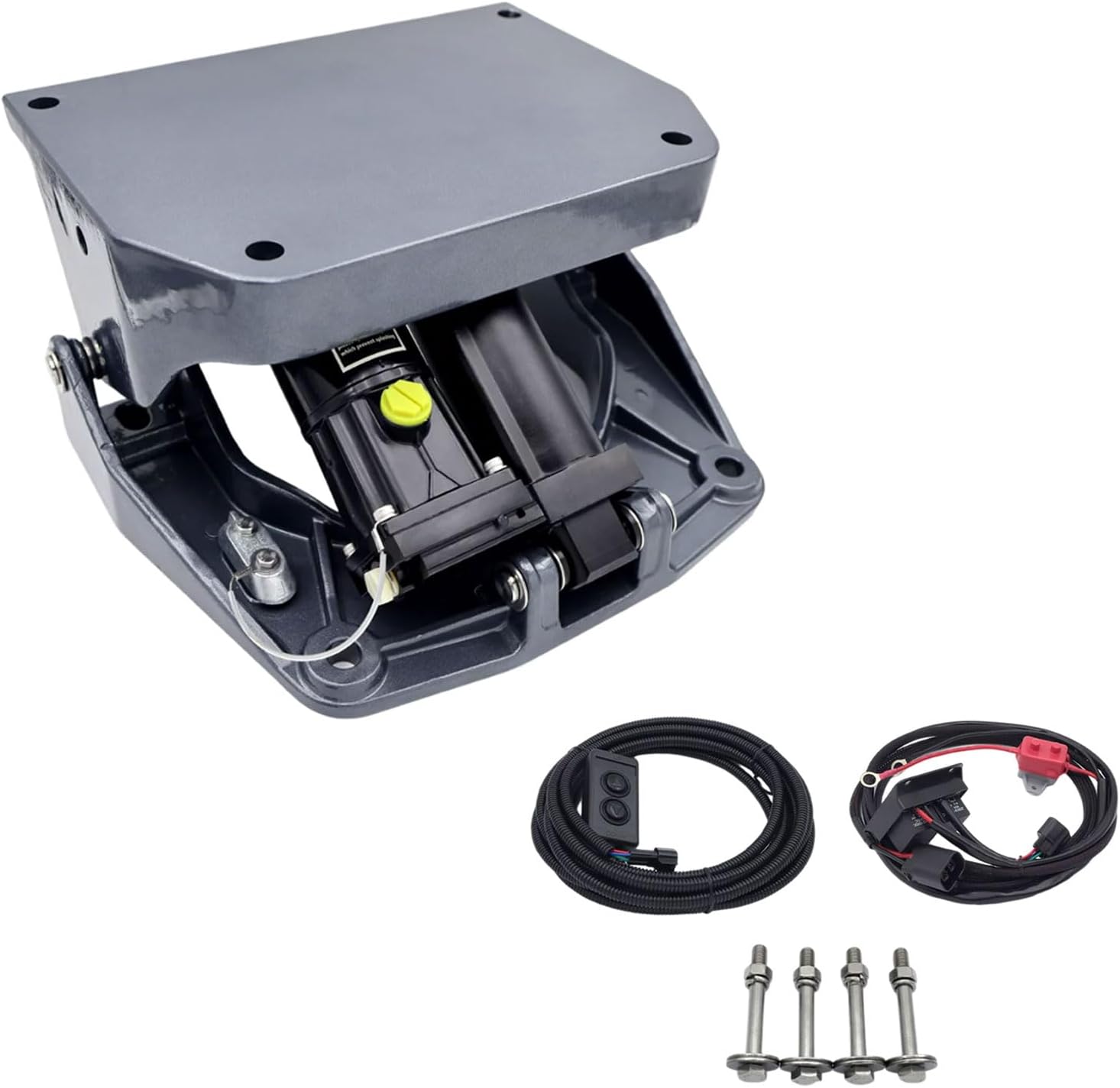 Power Tilt Trim Unit for Outboard Motor, Heavy‑Duty Aluminum Lift Jack Plate, Electro‑Hydraulic Marine Actuator IP68 Waterproof Gray for Outboard Motors Up to 90 HP