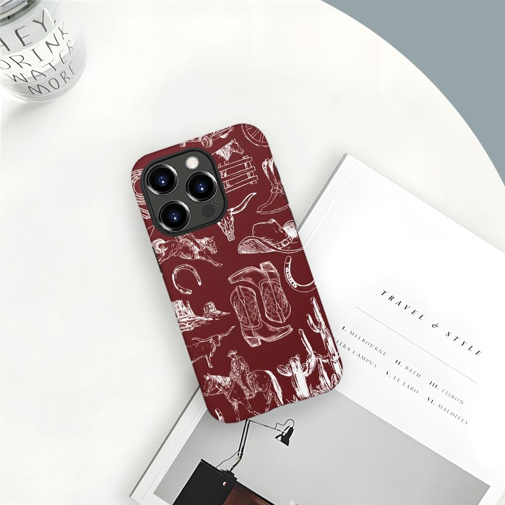 Compatible with iPhone 16 Pro Max,Anti-Scratch Frosted Case Cover,Collage Country Cowboy - Image 6