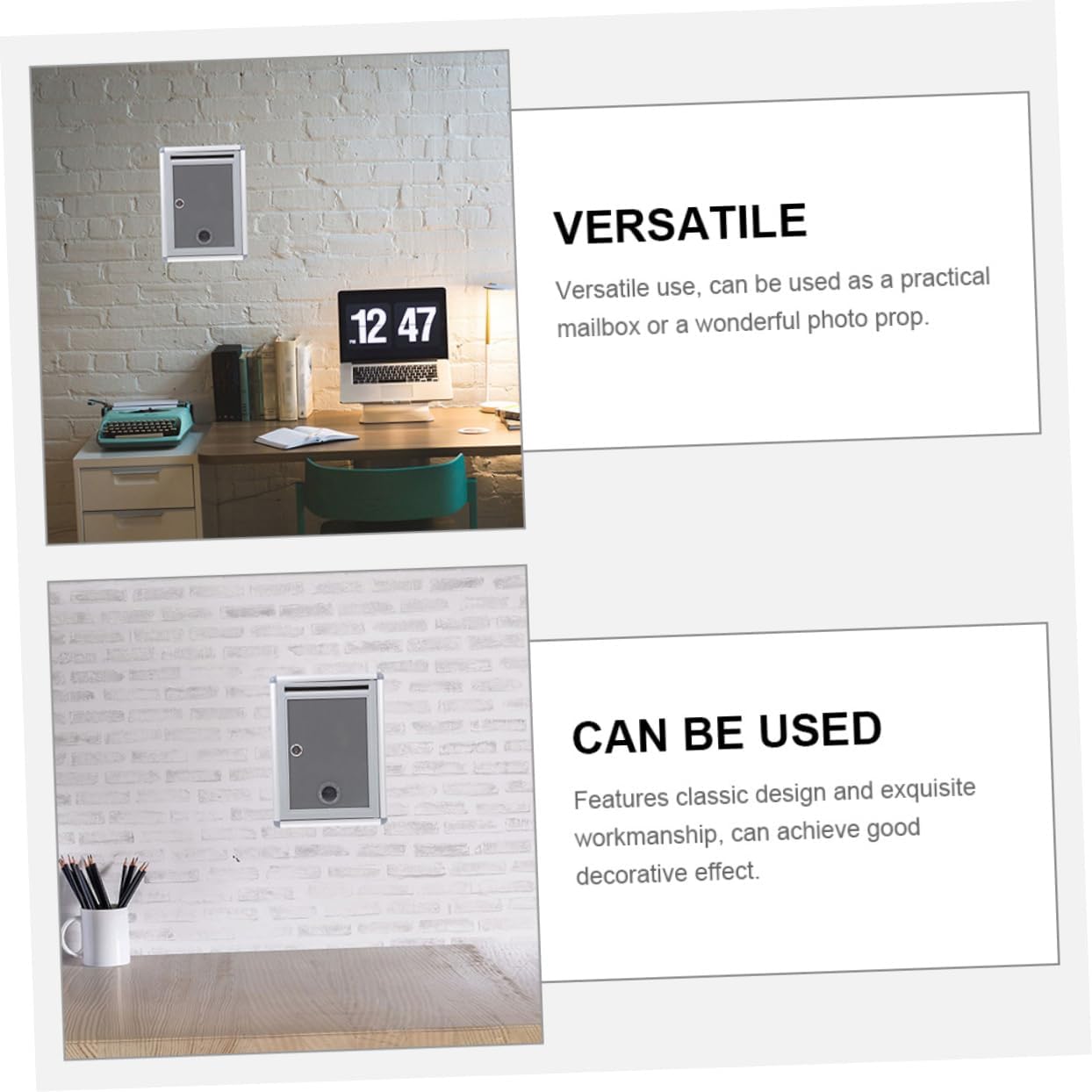 Lurrose 2pcs Wall Mount Mailboxes Letter Box Locking Suggestion Box Metal Wall Mount Mailbox Lock