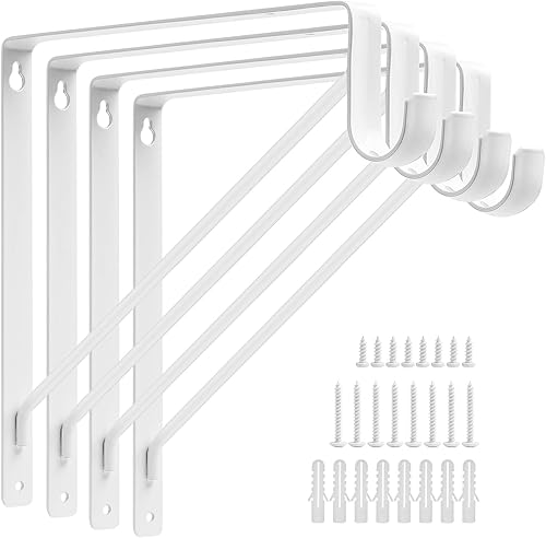 AYAYGD 4 soportes blancos resistentes para barra de armario de 11 x 11 pulgadas, estante de 1-38 pulgadas de diámetro y soporte de barra para AYAYGD 4 soportes blancos resistentes para barra de armario de 11 x 11 pulgadas, estante de 1-38 pulgadas de diámetro y soporte de barra para