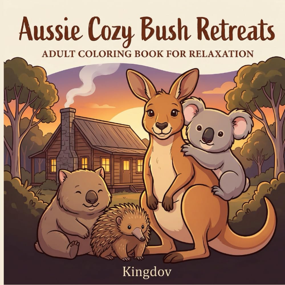 Aussie Cozy Bush Retreats: A Relaxing Australian Wildlife Coloring Book with Kangaroos, Koalas, Wombats, Possums & Forest Hideaways for Adults and Teens (Cuzy Coloring Books Collection)
