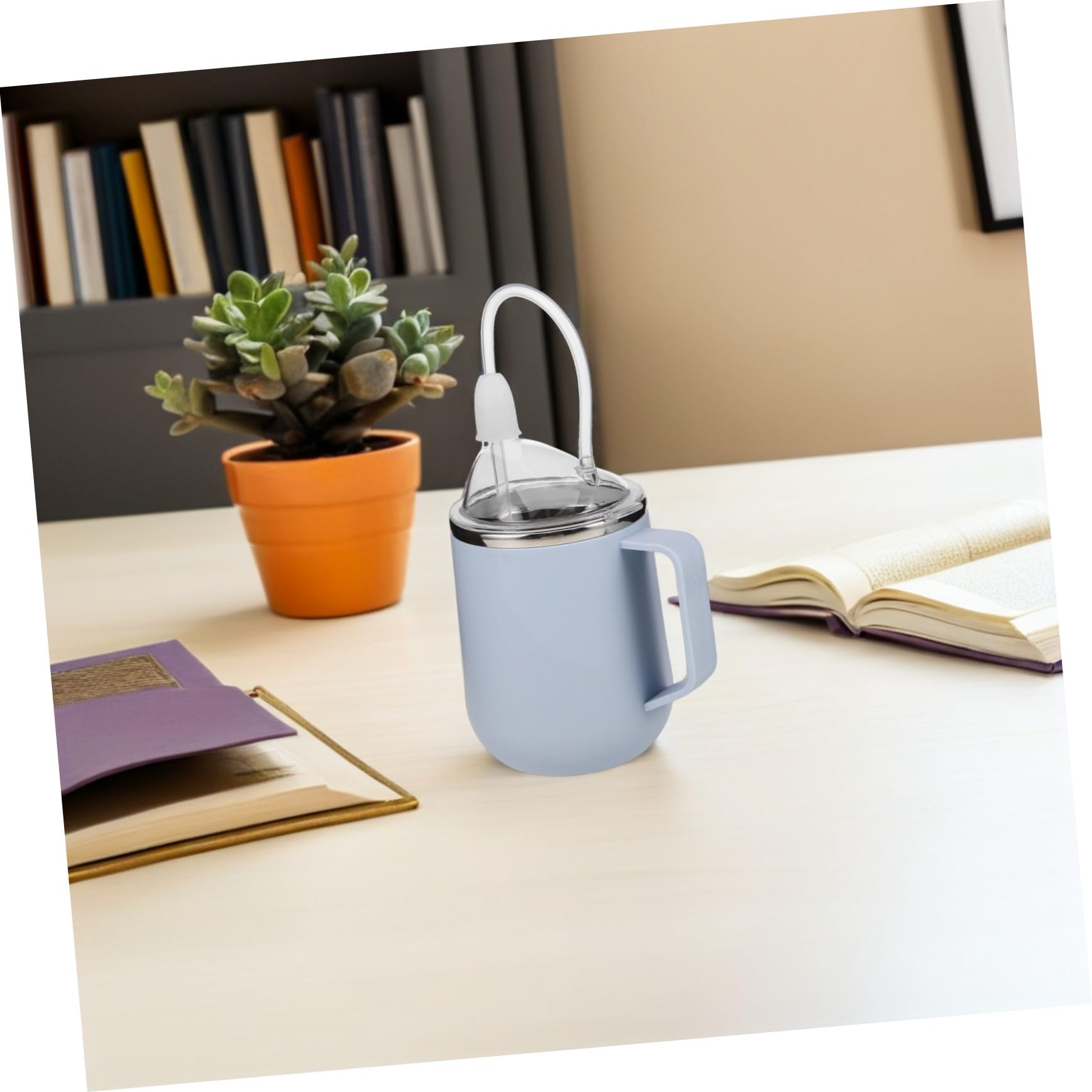 Auslaufsicherer Edelstahl Pflege-trinkbecher mit Stabilem Griff und Strohhalm Anti-verschlucken Sippy Cup für Senioren Betroffene und Pflegebedürftige für und Pflege Zuhause