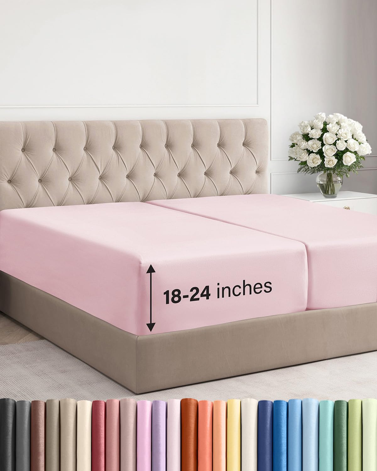 CGK Extra Deep Split King Single Fitted Sheet Only - Lavender Pink
