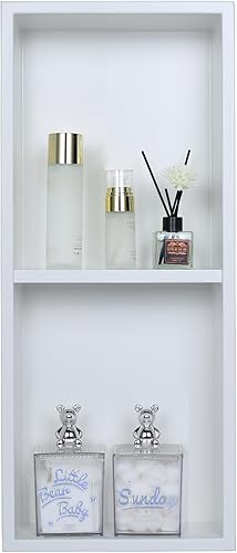 Miniatura 22 de Nicho de ducha no necesita azulejos para almacenamiento de baño, nicho de pared empotrado, estantes dobles, acero inoxidable