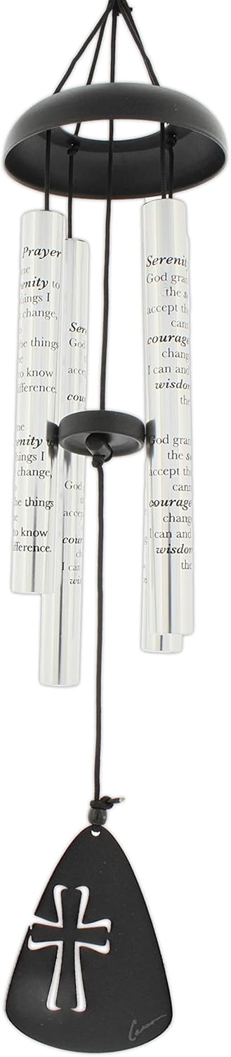 Carson 21" Serenity Prayer Sonnet Windchime - Decorative Indoor/Outdoor Garden Chime (Cross Sail)