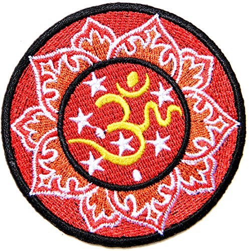 Aum Om Ohm Hindu Yoga Indian Lucky Logo Sign Hippie Retro Biker Jacket T-shirt Vest Patch Sew Iron on Embroidered Badge Custom