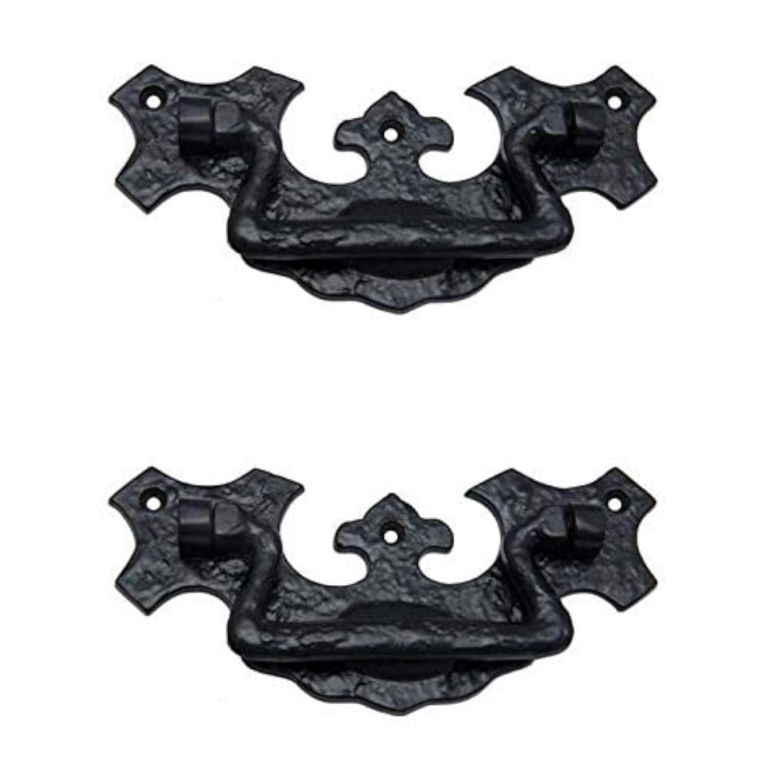 Adonai Hardware "Phicol Antique Cast Iron Cabinet Ring Drop Pulls- (Pack of 2, Matte Black) for Vintage Wooden Barn Doors, Gates, Closets, Furniture, Drawers, Pirates Treasure Chest, Trunks and Sheds