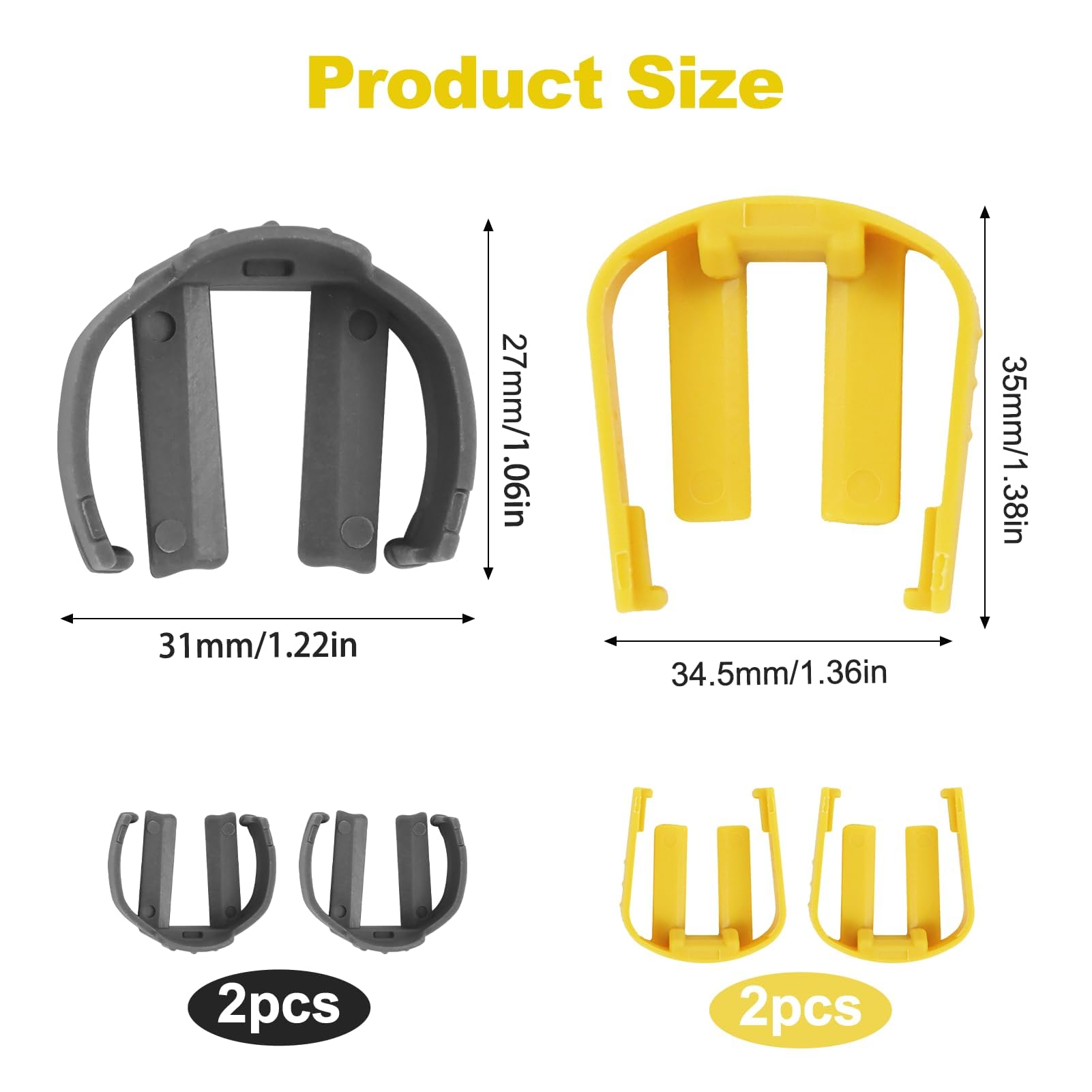 4-Pack Pressure Washer C-Clips for Karcher K2 K3 K4 K5 K6 K7, Replacement Hose Trigger Clamps Quick Connector Locks Buckles 2 Yellow and 2 Grey Part No. 5.037-333.0 — view 6