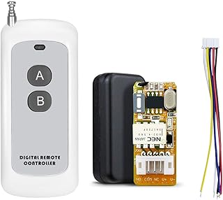 Pruie Pruie 433Mhz DC 3.7V 4.5V 5V 6V 7.4V 9V 12V Módulo Receptor Universal RF Controle Remoto Relé 1CH Mini Interruptor de Controle Sem Fio 3.7V-12V Ampla Tensão de Trabalho + 1PCS 2 Chave 433