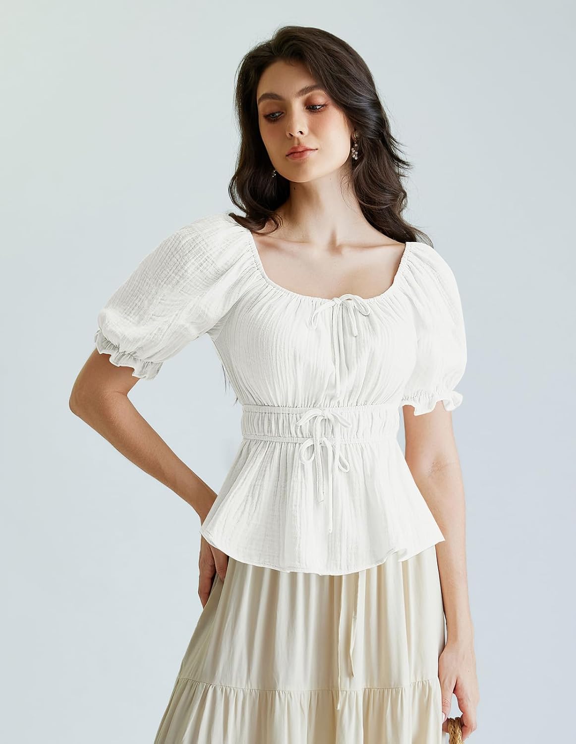 Scarlet Darkness Women Renaissance Shirt Puff Sleeve Square Neck Peasant Pirate Blouse - Image 4