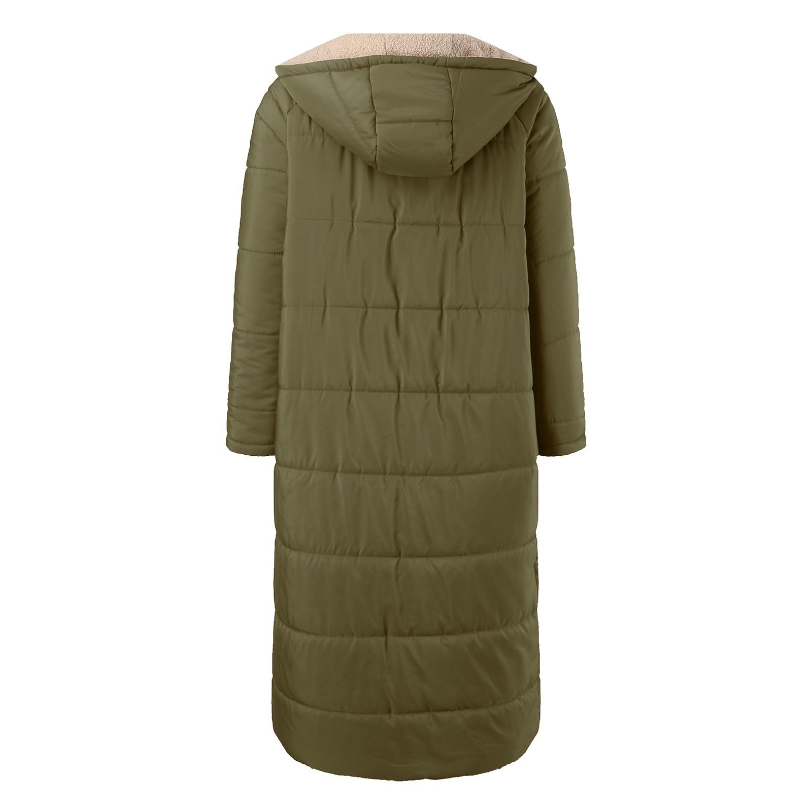 Generisch Cappotto invernale da donna, lungo, invernale, elegante, con imbottitura calda, con tasche, alla moda, con cerniera, piumino con cappuccio