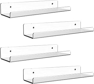 ウォールシェルフ 飾り棚 アクリルラック 壁掛け 壁 棚 ネジで取付 L型 アクリル製 小物収納 おしゃれ 飾り棚 壁面収納 収納便利 (4個セット）