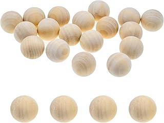50-Pack Wooden Balls, 20mm (3/4 inch) Natural Unfinished Round Craft Balls for DIY, Arts & Crafts, Bulk Wooden Spheres (Handmade-Style)