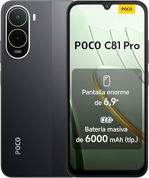 Xiaomi POCO C81 Pro Smartphone 4+256 GB Negro Batería de 6000 mAh