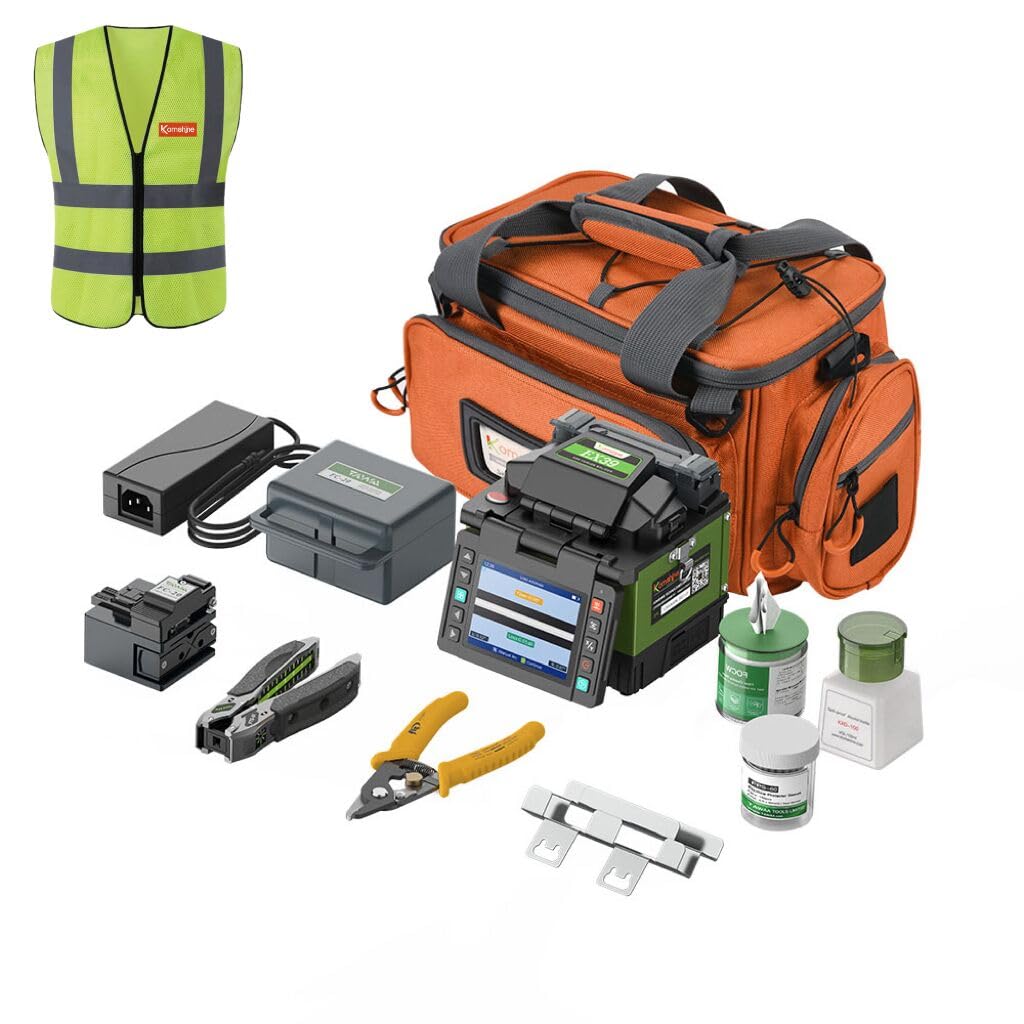 Komshine EX39 Core Alignment Fiber Fusion Splicer with 3.5" Digital LCD Screen, Auto Empalmador de Fusión de Fibra Kit 8S Splicing with 3 in 1 Cable Holder,+Optical Power Meter