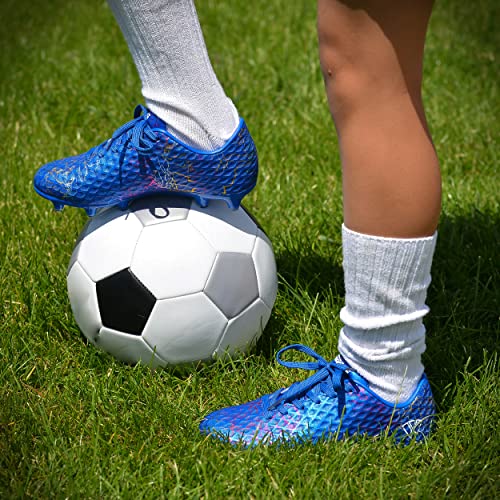 Vizari Zodiac Firm Ground Soccer Cleats Boys Girls | Lightweight Youth Football Shoes | Durable Molded TPU Outsole | Superior Traction on Grass & Turf | Comfortable Cushioned Insoles Blue by Vizari - Used condition - Image 2